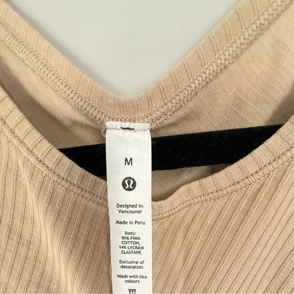Lululemon Asymmetrical Ribbed Cotton Tank Top - Colour Trench - Picture 2 of 7